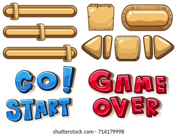 Game buttons bars and arrows illustration