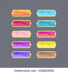Botones De Juego RPG UI Configurado En Diferentes Colores Dorados Vintage Bordes Hadas Resumen Color Jugoso Colorido Diseño Vector