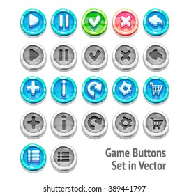 Game buttons set in vector isolated on white background