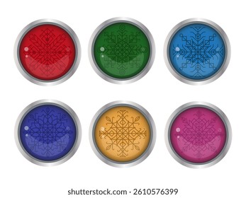 Game buttons. Vector set of game design interface, mobile app, logo, stickers, video. User interface elements.