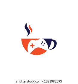 Game cafe logo. Thunder game coffee cafe logo design.