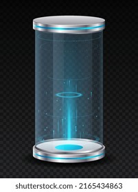 Game capsule with portal. Layout or template for website, elements for application development. Movements in time and space, magic and sorcery, fantasy. Realistic isometric vector illustration