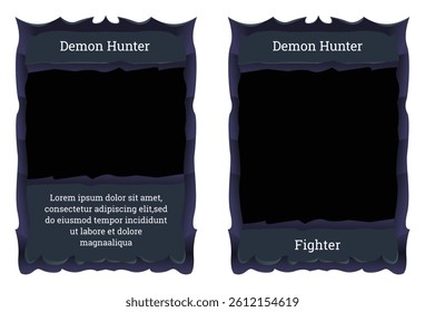 game card border template with ancient dragon scales theme and dark blue color. for trading cards, cards in games.