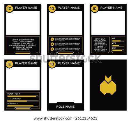 game card border template with geometric theme and yellow and black colors. for trading cards, cards in games.
