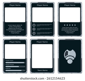 game card border template with paper cartoon theme and gray and black colors. for trading cards, cards in games.
