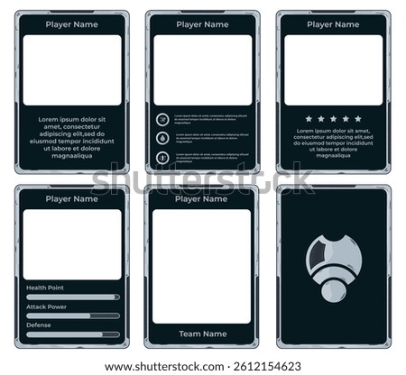 game card border template with paper cartoon theme and gray and black colors. for trading cards, cards in games.