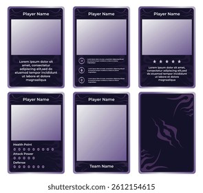 game card border template with smoke shadow theme and purple color gradation. for trading cards, cards in games.