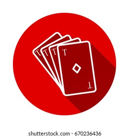 Game card icon isolated on red background with long shadow. flat icon