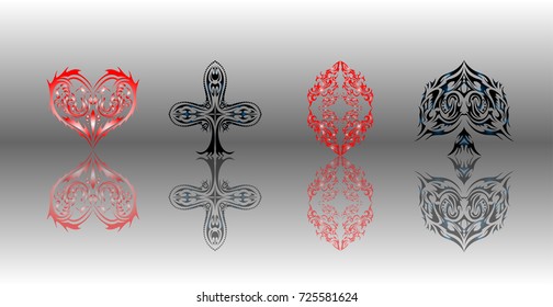 game card suits and reflection