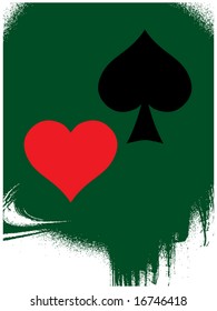Game card symbol on grunge green background. Vector illustration.