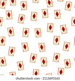 Patrón sin fisuras de los diamantes de las tarjetas de juego. Diseñar juegos de azar. Textura repetida en forma de doodle para tela, papel envolvente, papel pintado, tejido. Ilustración vectorial.