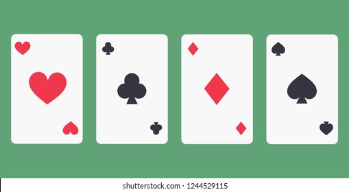 Game cards flat icon isolated on green background. Simple Game cards in flat style, vector illustration.