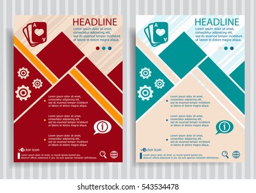 Game cards flat symbol modern flyer, brochure vector template