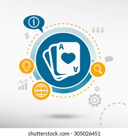 Game cards icon and creative design elements. Flat design concept.                 