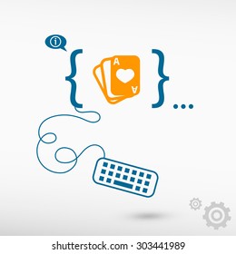 Game cards icon and flat design elements. Design concept icons for application development, web design, creative process.