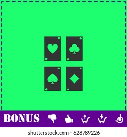 Game cards icon flat. Simple vector symbol and bonus icon