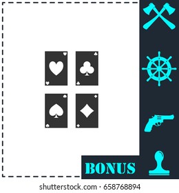 Game cards icon flat. Simple vector symbol and bonus icon