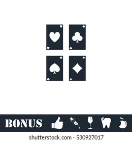 Game cards icon flat. Vector illustration symbol and bonus pictogram