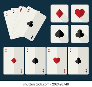 Game cards and Playing Card Icons, Flat Design