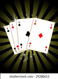 Game of cards with poker of aces Vector