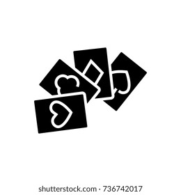 game cards - poker icon, vector illustration, black sign on isolated background