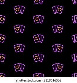 game cards seamless pattern, bright vector illustration on black background.