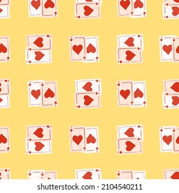 Game cards seamless pattern. Design gambling. Repeated texture in doodle style for fabric, wrapping paper, wallpaper, tissue. Vector illustration.