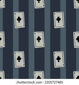 Game cards seamless pattern. Design gambling. Repeated texture in doodle style for fabric, wrapping paper, wallpaper, tissue. Vector illustration.