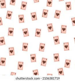 Patrón sin fisuras de las tarjetas de juego. Diseñar juegos de azar. Textura repetida en forma de doodle para tela, papel envolvente, papel pintado, tejido. Ilustración vectorial.