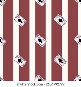 Las tarjetas de juego marcan un patrón sin fisuras. Diseñar juegos de azar. Textura repetida en forma de doodle para tela, papel envolvente, papel pintado, tejido. Ilustración vectorial.