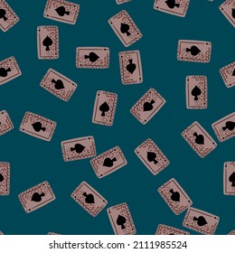 Game cards spades seamless pattern. Design gambling. Repeated texture in doodle style for fabric, wrapping paper, wallpaper, tissue. Vector illustration.