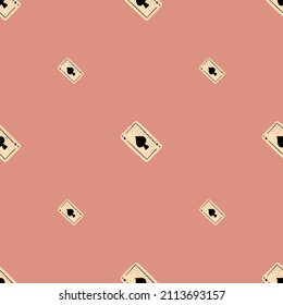 Game cards spades seamless pattern. Design gambling. Repeated texture in doodle style for fabric, wrapping paper, wallpaper, tissue. Vector illustration.