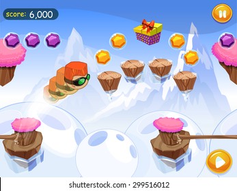 Game cartoon design ice landscape for app