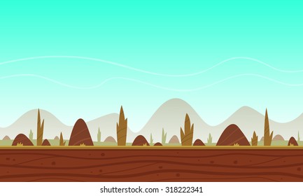 Game cartoon wild landscape background. Vector illustration. 