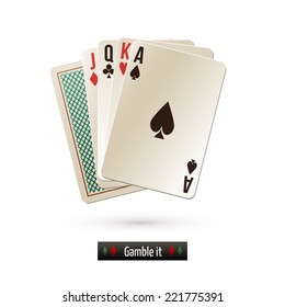 Game casino poker black jack card set realistic isolated on white background vector illustration