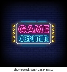 Game Center Neon Signs Style Text vector