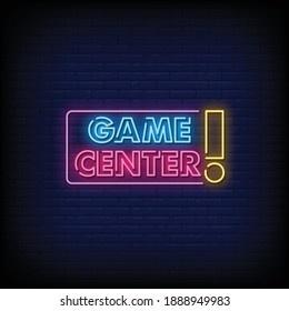 Game Center Neon Signs Style Text Vector