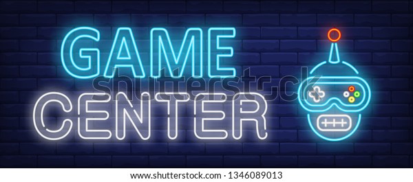 Game Center Neon Text Funny Gamepad Stock Vector Royalty Free