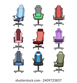 game chair set cartoon. arm room, monitor entertainment, desk video game chair sign. isolated symbol vector illustration