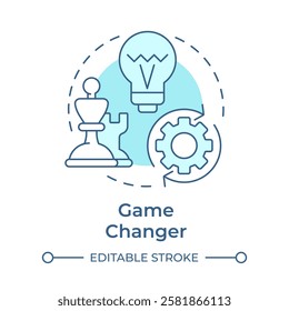 Game changer soft blue concept icon. Innovation, technology. Workflow, organization. Round shape line illustration. Abstract idea. Graphic design. Easy to use in infographic, presentation
