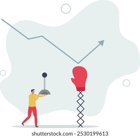 Game changer strategy to improve or rising up, stock market rebound or solution for economic recover from recession concept.flat design with people.