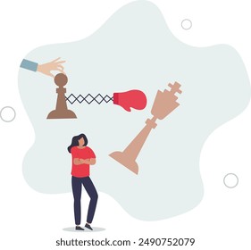 Game changer to win business competition, secret weapon or winning strategy to defeat rival and competitors.flat design.illustration with people.