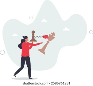 Game changer to win business competition, secret weapon or winning strategy to defeat rival and competitors, innovation to help victory concept,flat character life .