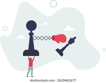 Game changer to win business competition, secret weapon or winning strategy to defeat rival and competitors.flat character life .