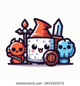 Game character design Illustration cute and adorable background, vector design