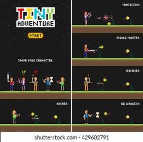 game character pixel art vector illustration