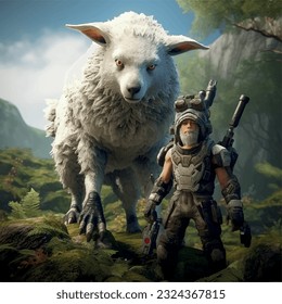 Game character with sheep predator