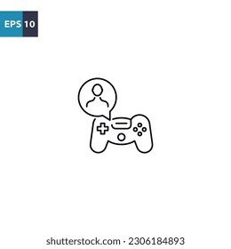 Chat de juego con el icono de contorno del controlador de juegos Icono de ilustración del vector