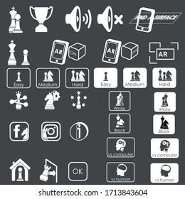 Game chess icons set.
Vector illustration.