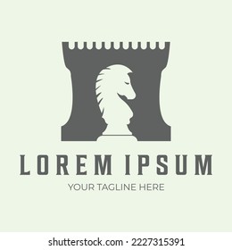 game chess vintage minimalist illustration design logo